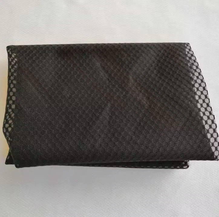 New Design 100% Polyester Black Square Jacquard Mesh Hexagonal Mesh Fabric For Sport Shoes Cloth